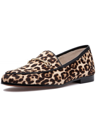 Sam Edelman Loraine Brown Almond Toe Slip On Stacked Heel Fashion Loafers