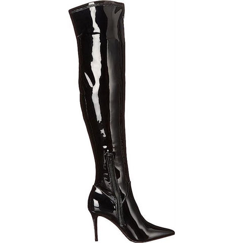 Jessica Simpson Over the Knee Boot Abrine Black Patent Side Pointed Toe Boots