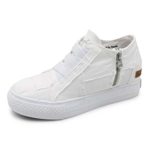 Blowfish Malibu Mamba White Color Washed Canvas Comfort Slip On Fashion Sneaker