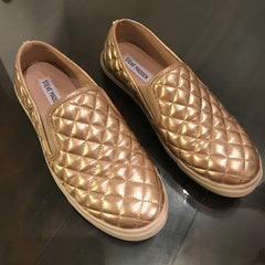 Steve Madden ECENTRCQ Round Toe Slip On Rounded Toe Vegan Leather Sneakers Gold