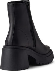 Steve Madden Fella Black Leather Chunky Block Heel Round Toe Fashion Ankle Boots