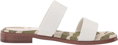 Sam Edelman Haydee White Multi Fashion Slip On Open Toe Heeled Flat Sandals