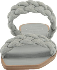 Dolce Vita Indy Light Blue Denim Slip On Open Square Toe Woven Straps Sandals