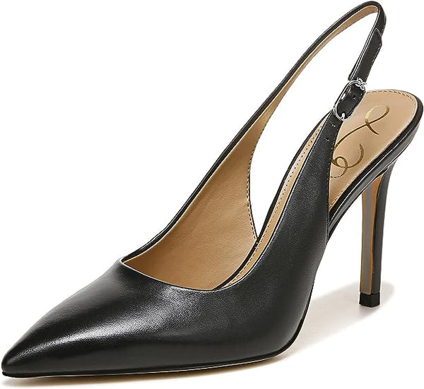 Sam Edelman Hazel Sling Black Pointed Toe Stiletto Heeled Fashion Leather Pumps