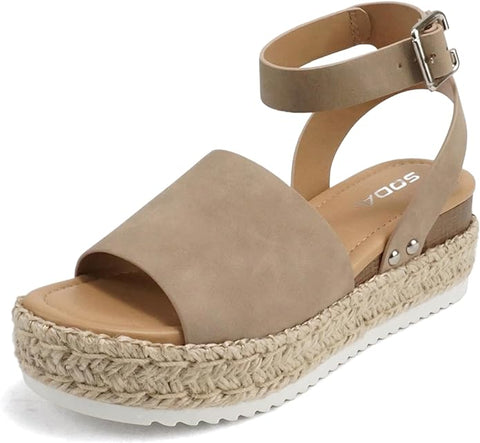 Soda Topic Dnat Nbpu (Whipped Stitch) Espadrille Ankle Strap Platform Sandals