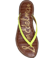 Sam Edelman Gracie Neon Yellow Thong Slip On Open Toe Slides Flats Sandals