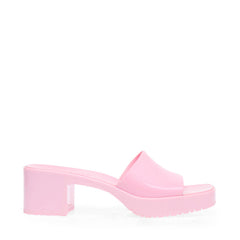 Steve Madden Harlin Pink Open Toe Slide-On Single Strap Heeled Sandal Jelly Mule