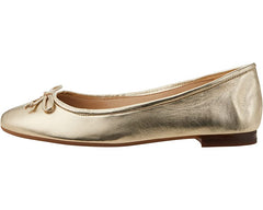 Sam Edelman Kaylee Gold Leather Almond Toe Slip On Detailed Ballet Flats