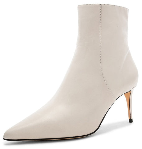Schutz Bette Pearl White Pointed Toe Stiletto Mid Heel Bootie Ankle Boots