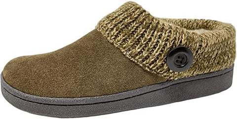 Clarks knitted Collar Winter Clog Slippers SAGE (6, SAGE)