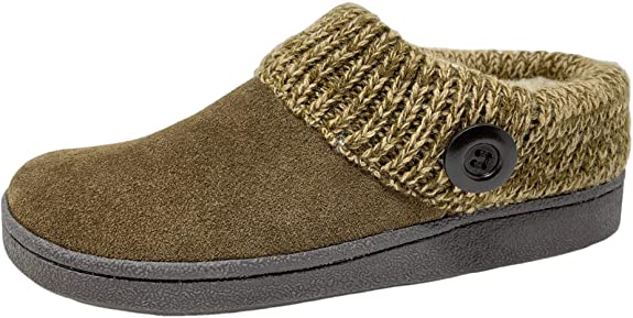 Clarks knitted Collar Winter Clog Slippers SAGE (11, SAGE)