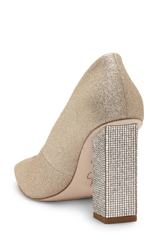 Jessica Simpson Welles Champagne Gold Pointed-Toe Crystal Embellished Heel Pumps