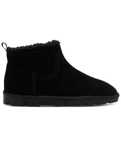 Lucky Brand Dweller Black Faux Shearling Round Toe Pull On Ankle Casual Booties