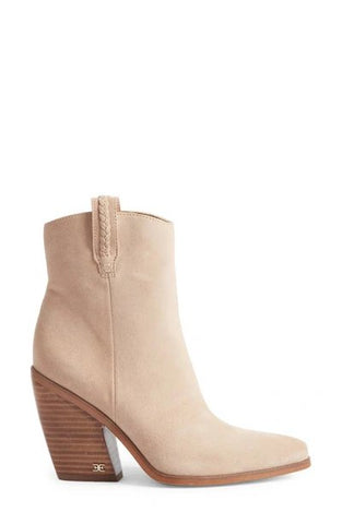 Sam Edelman Agnes Sesame Stacked Heel Pointed Toe Pull On Ankle Western Boots
