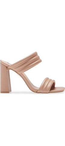 Steve Madden Tahani Nude Trapunto Strap Square Toe Dress Mules Slide Sandals