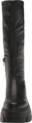 Steve Madden Tero Black Side Zipper Round Toe Chunky Platform Heel Tall Boots
