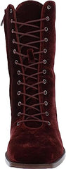 Sam Edelman Westie 2 Brick Velvet Lace Up Zipper Square Toe Block Heel Boots