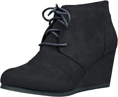 Soda Rex Lace Up Black Suede Ankle Boot