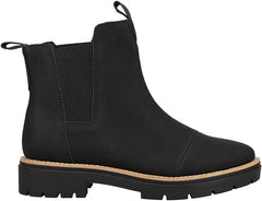 Toms Skylar Black Synthetic Nubuck Pull On Lugged Sole Rounded Toe Ankle Boots