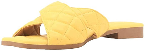 Cape Robbin ALANIS Quilted Slip-On Comfort Mules Open Toe Slide Sandals Yellow