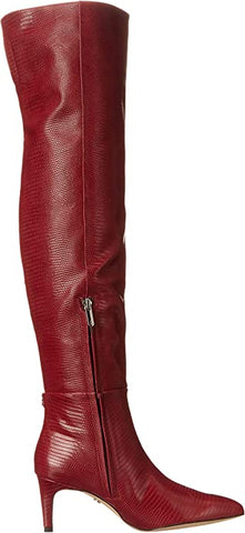 Sam Edelman Ursula Rhubarb Pointed Toe High Knee Kitten Skinny Heel Fashion Boot