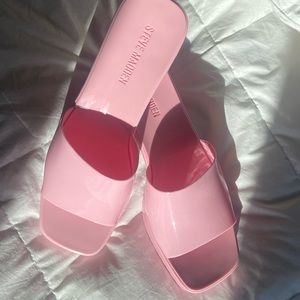 Steve Madden Harlin Pink Open Toe Slide-On Single Strap Heeled Sandal Jelly Mule