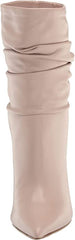 Nine West Denner Pink Taupe Pointed Toe Pull On Block Heel Mid-Calf Boots
