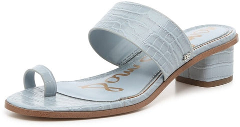 Sam Edelman Ilana Toe-Loop Slip-On Slide Block-Heel Sandals Blue Mule Sandals
