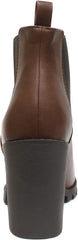 Soda Glove Chelsea w/Lug Sole Elastic Gore Chunky Heeled Ankle Boots Brown