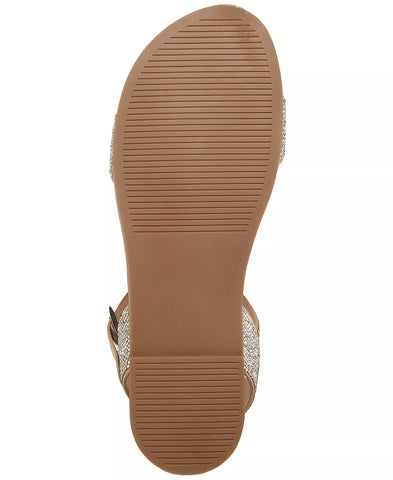 Steve Madden Dina Rhinestone Ankle Strap Embellished Details Rounded Toe Sandals