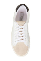 Steve Madden Parody White Leather Leopard Lace up Low Top Fashion Sneaker