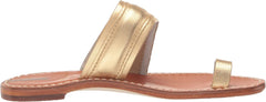 Sam Edelman Margit Amber Gold Toe Ring Strappy Slip On Flat Slides Sandals