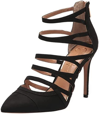 Jessica Simpson Parminda Black Pointed Toe Stiletto Heel Strappy Fashion Pumps