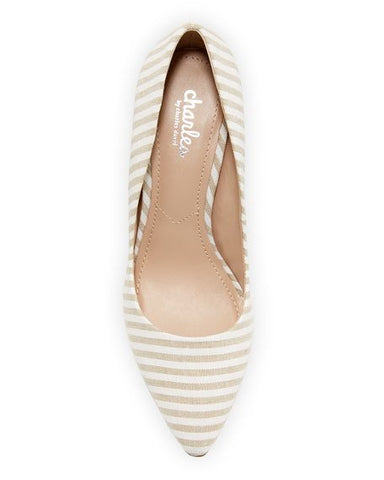 Charles David Vicky Taupe Stripe High Heel Pointed Toe Stiletto Dress Pumps