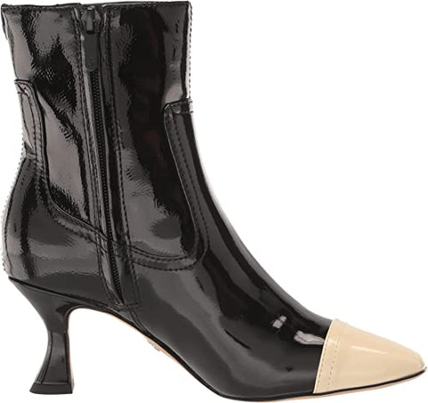 Sam Edelman Livia Black/Modern Ivory Spool Heel Squared Toe Fashion Ankle Boots