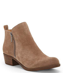 Lucky Brand Basel mushroom olive suede Zip Suede Block Heel Booties