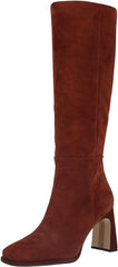 Sam Edelman Issabel Warm Chestnut Squared Toe Block Heel Fashion Knee High Boots