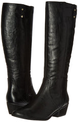 Dr. Scholl's Shoes Brilliance Black Fashion Zip Rounded Toe Mid-Heel Riding Boots