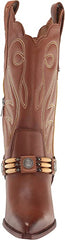 Sam Edelman Jackie Toasted Chestnut Pointy Toe Stacked Heel Pull On Western Boot