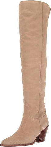 Sam Edelman Julee Tuscan Taupe Rounded Wedge Heeled Over The Knee Fashion Boots