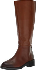 Sam Edelman Mable Rich Cognac Athletic Calf Round Toe Block Heel Mid-Calf Boots