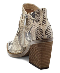 Vince Camuto Gidgey Natural Snake Stacked Heel Pointed Toe Ankle Booties Boot