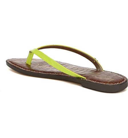 Sam Edelman Gracie Neon Yellow Thong Slip On Open Toe Slides Flats Sandals