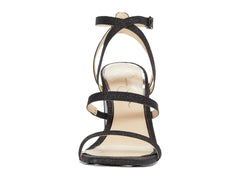 Jessica Simpson Women's Raymie 2 Glitter Flare Ankle Strap Block Heel Sandals BLACK