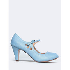 Chase & Chloe Kimmy-21 Round Toe Mary Jane Dress Pumps Serenity Blue Pu