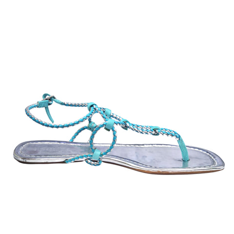 Schutz Veda Celeste Prata Flat Sandals Thong Flat Fashion Strappy Sandals