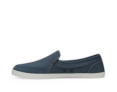 Sanuk Pair O Dice Navy Slip On Rounded Closed Toe Distressed Flat Sneakers