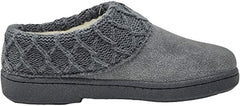 Clarks Scuff Grey Knit Fur Slip On Flat Warm Slipper Rounded Toe Slide Mules