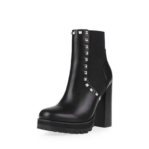Steve Madden Brisa Black Embellished Chelsea Block Heel Closed Toe Pull On Boots