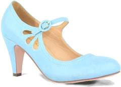 Chase & Chloe Kimmy-21 Round Toe Mary Jane Dress Pumps Serenity Blue Pu